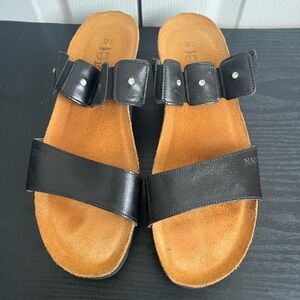 Naot Black Ashley Sandal Leather Cork Heel Size 11